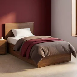 Cama com estrado de ripas e cabeceira 190cm + 2 gavetas em madeira