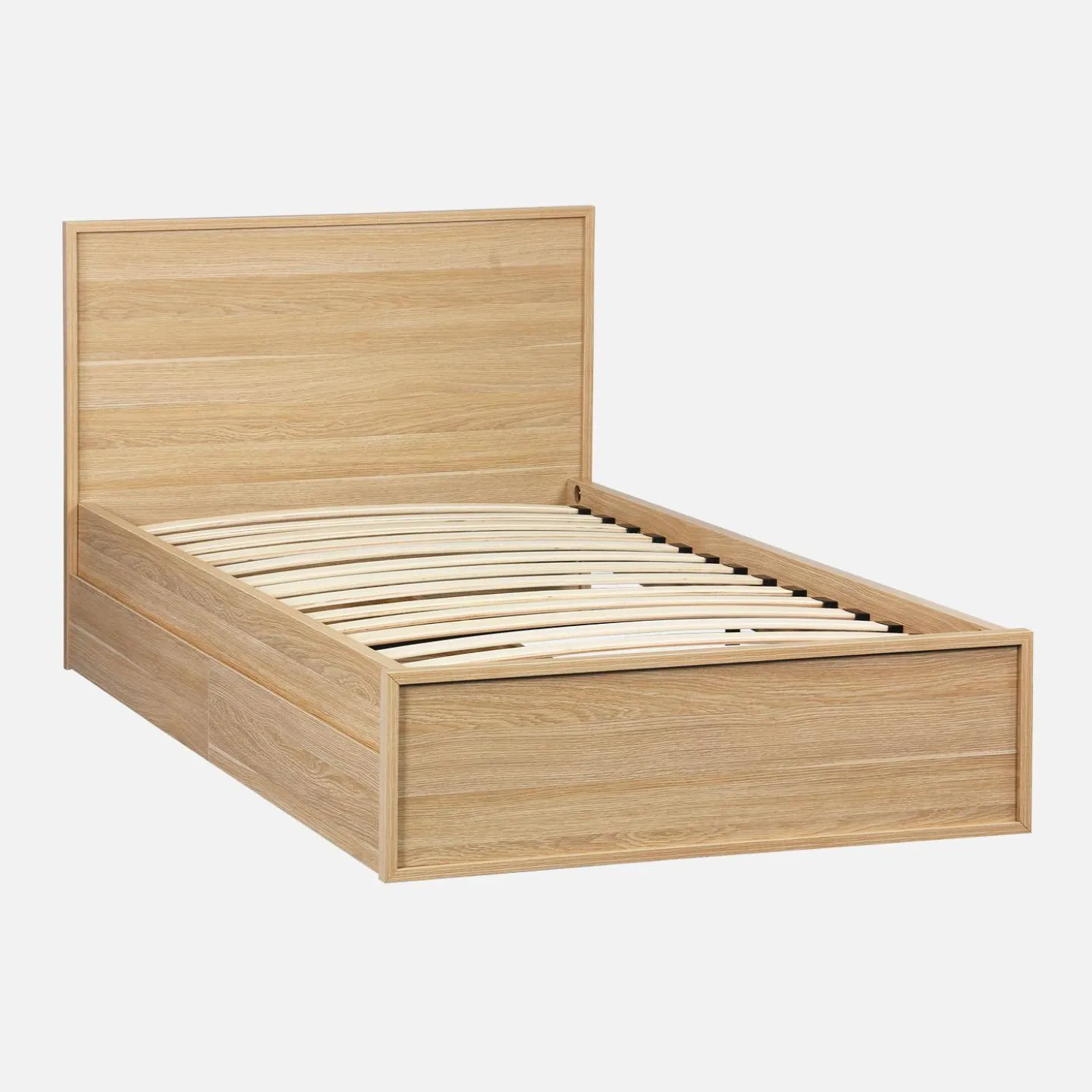 Cama com estrado de ripas e cabeceira 190cm + 2 gavetas em madeira