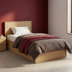 Cama com estrado de ripas e cabeceira 190cm + 2 gavetas em madeira
