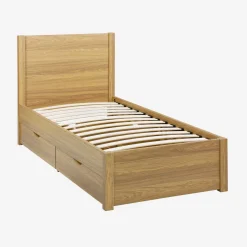 Cama com estrado de ripas e cabeceira 90x190cm + 4 gavetas