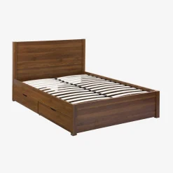 Cama com estrado de ripas e cabeceira 140x190cm + 4 gavetas