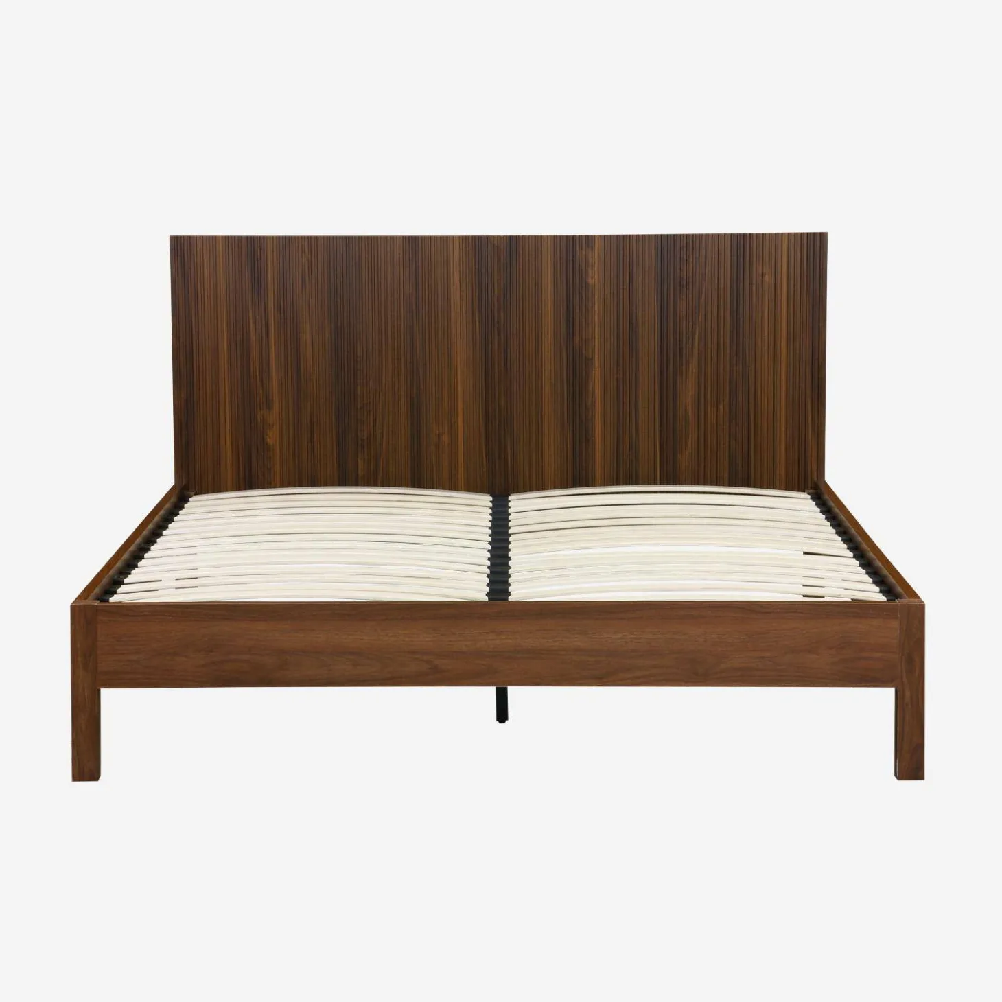 Cama com estrado de ripas e cabeceira, 160x200cm decoração em madeira