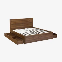 Cama com estrado de ripas e cabeceira 160x200cm + 4 gavetas