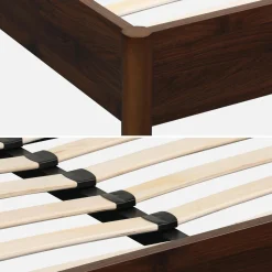 Cama com estrado de ripas 160x200cm com acabamento em madeira