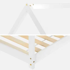 Cama de cabana para crianças em pinho natural