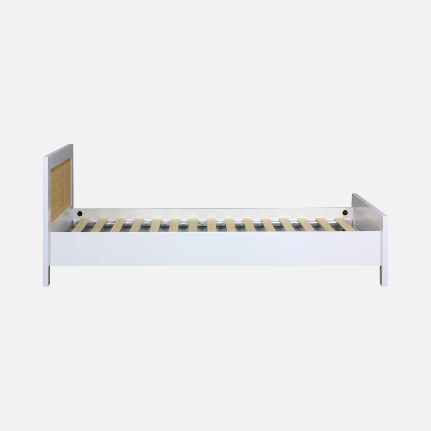 Cama de criança em madeira branca e efeito cana, 190cm