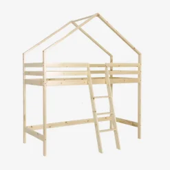 Cama infantil beliche em madeira de pinho natural, 90x190cm