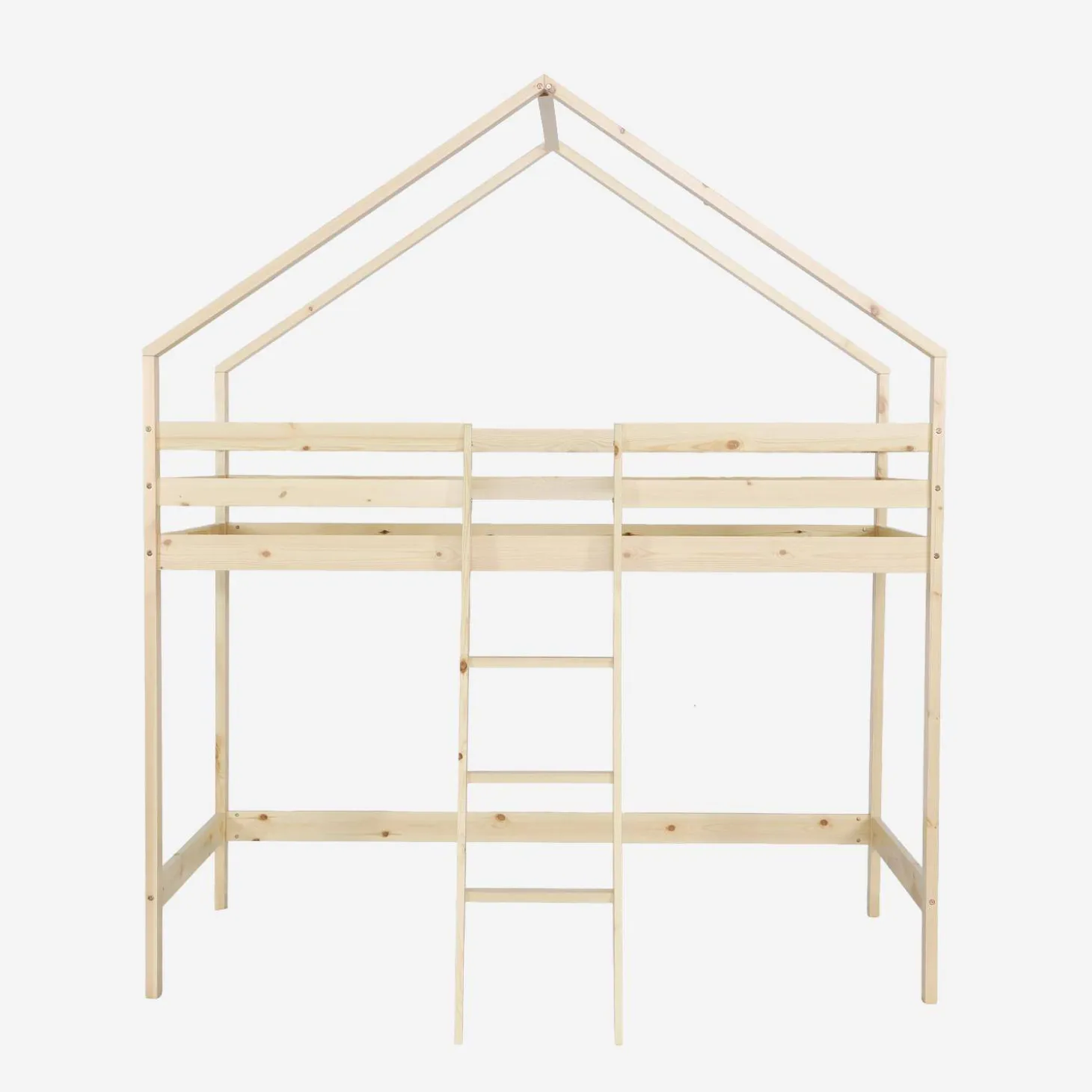 Cama infantil beliche em madeira de pinho natural, 90x190cm
