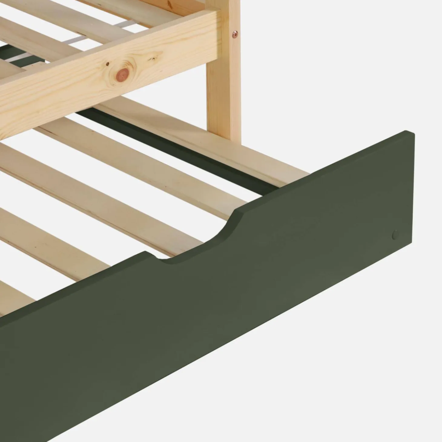 Cama infantil em beliche, 90 x 190 cm em madeira de pinho natural com cama extra