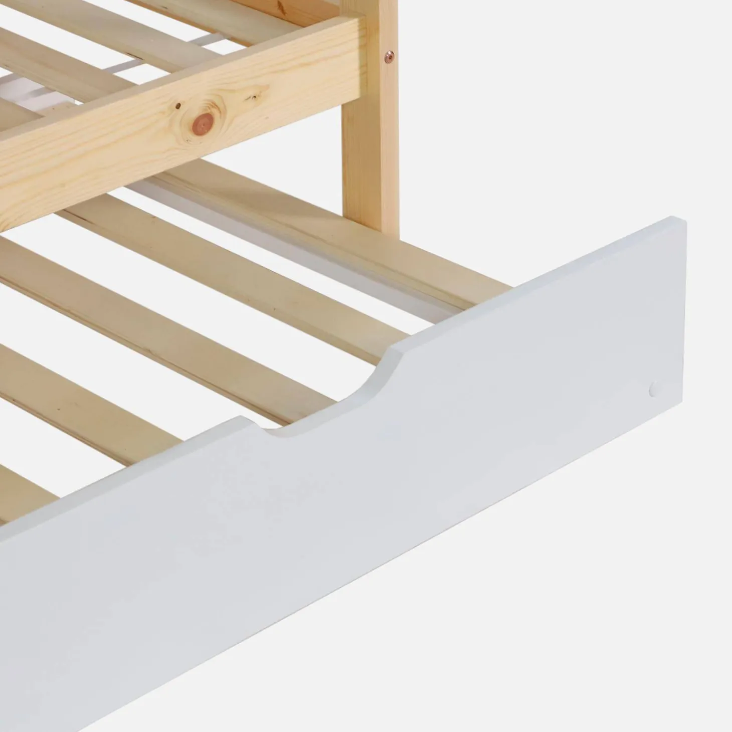 Cama infantil em beliche, 90 x 190 cm em madeira de pinho natural com cama extra