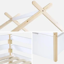 Cama infantil em madeira de pinho com ripas incluídas e 2 gavetas