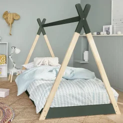 Cama tipi infantil, pinho natural com estrado incluído