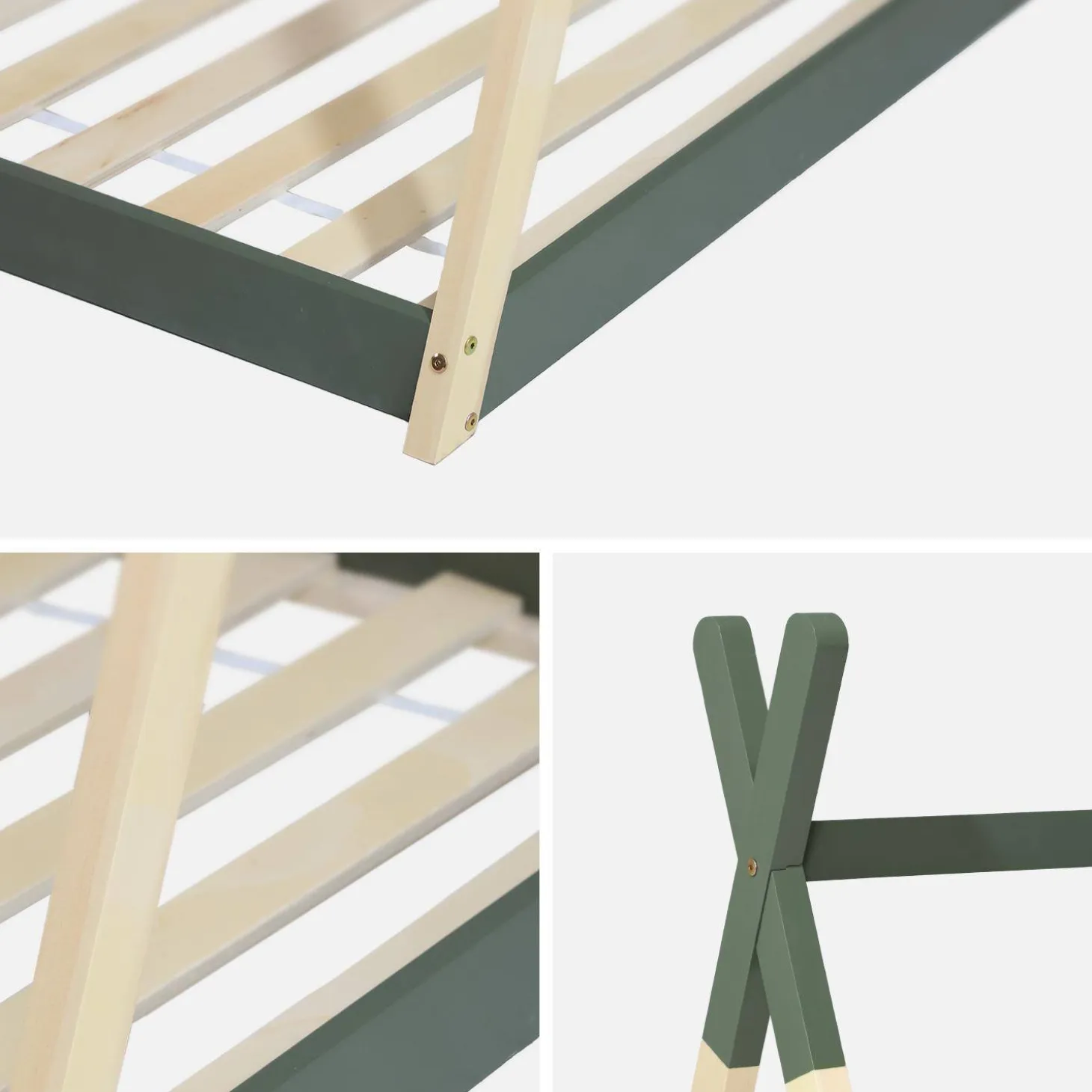 Cama tipi infantil, pinho natural com estrado incluído