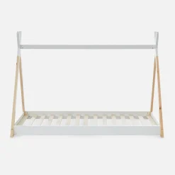 Cama tipi infantil, pinho natural com estrado incluído