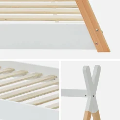 Cama tipi infantil, pinho natural com estrado incluído