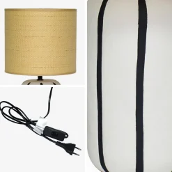 Candeeiro de mesa de cerâmica com efeito rattan, 41cm