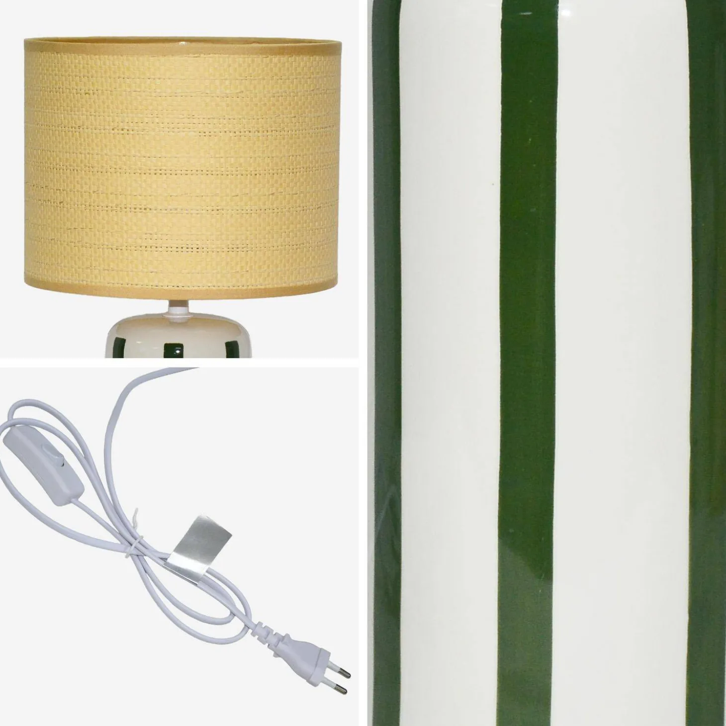 Candeeiro de mesa de cerâmica com abajur de efeito rattan