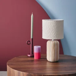 Candeeiro de mesa de cerâmica com efeito bouclé
