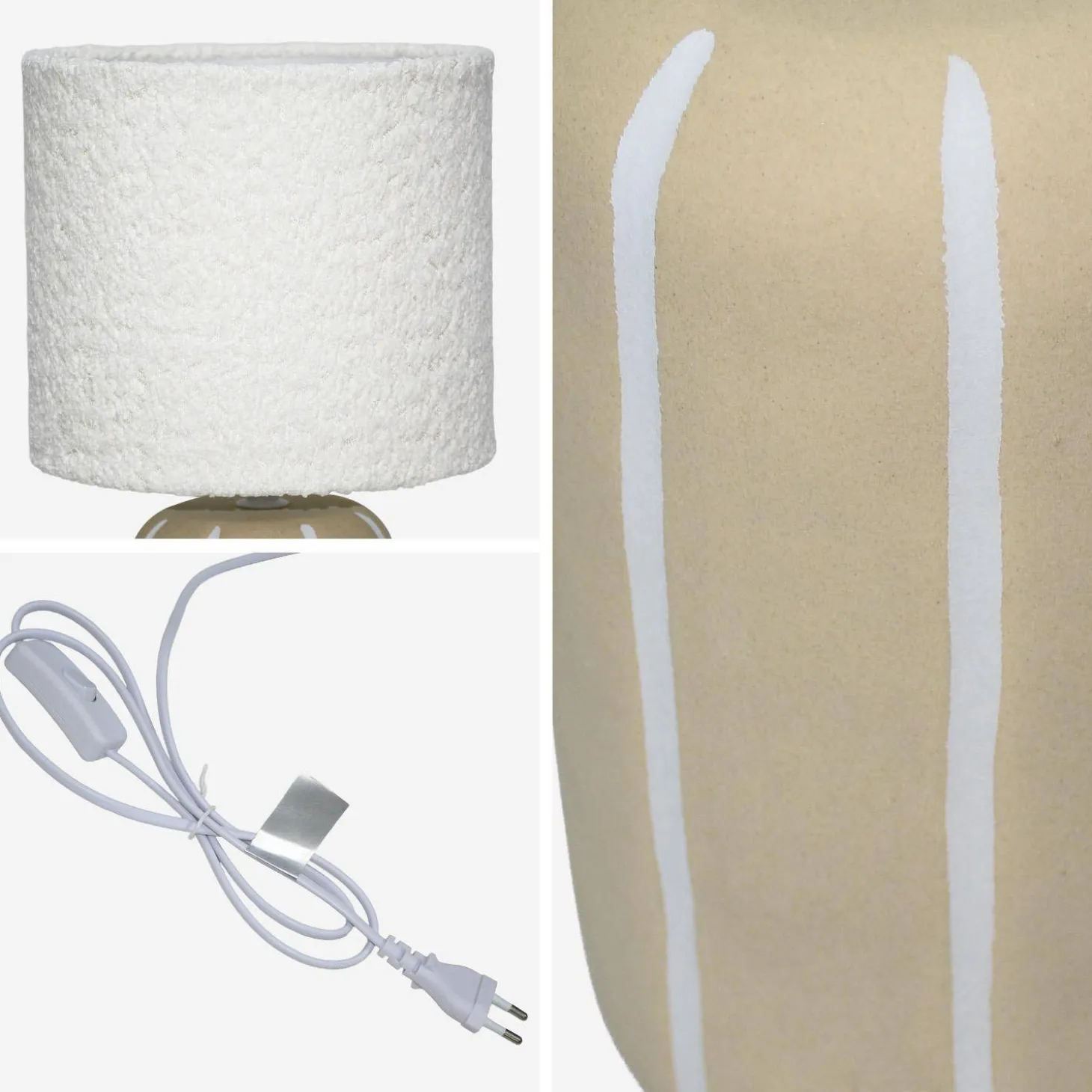 Candeeiro de mesa de cerâmica com efeito bouclé