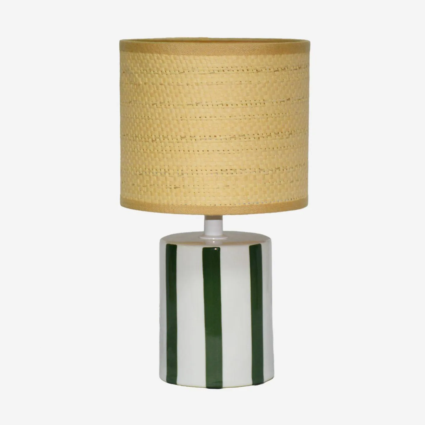 Candeeiro de mesa de cerâmica com abajaur de efeito rattan
