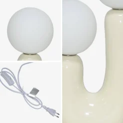 Candeeiro de mesa de cerâmica e vidro