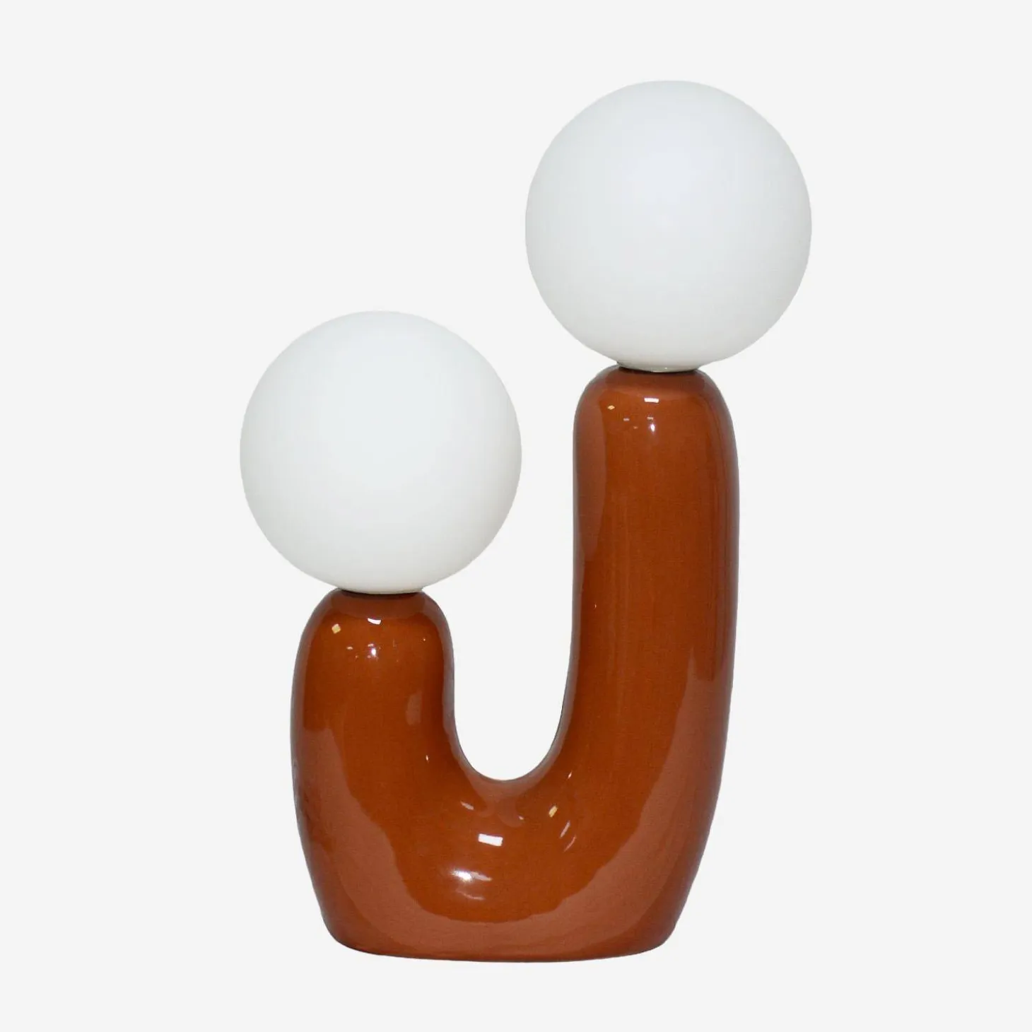 Candeeiro de mesa de cerâmica e vidro