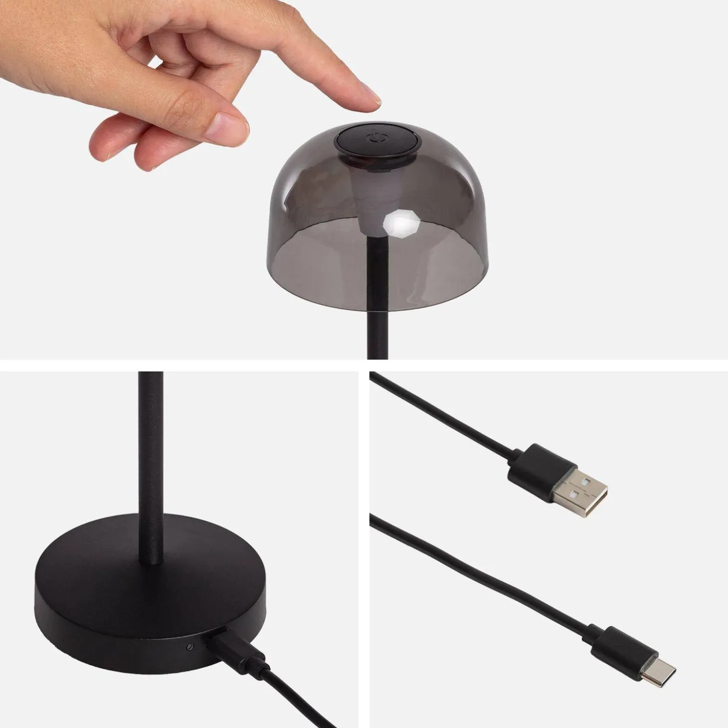 Candeeiro de mesa em metal para interior/exterior, 19cm