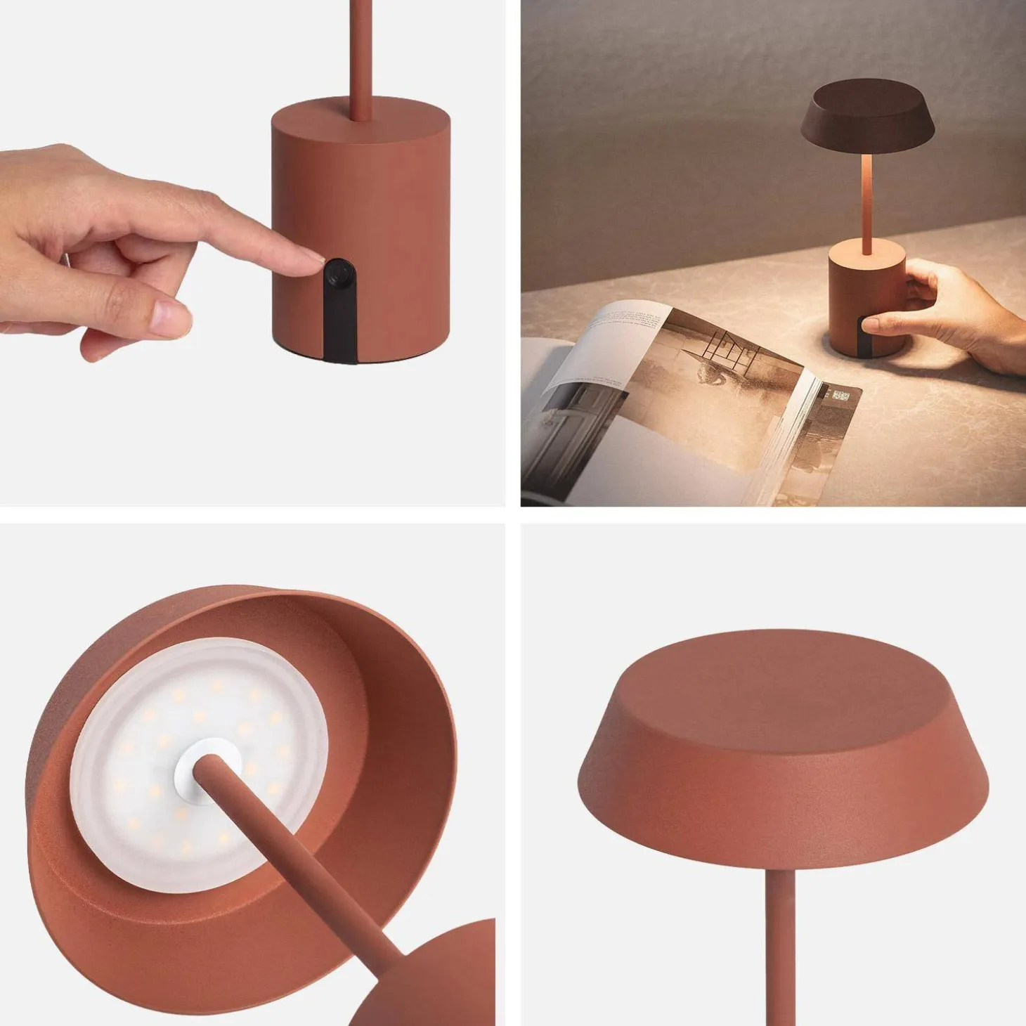 Candeeiro de mesa LED em metal para interior/exterior, 22cm