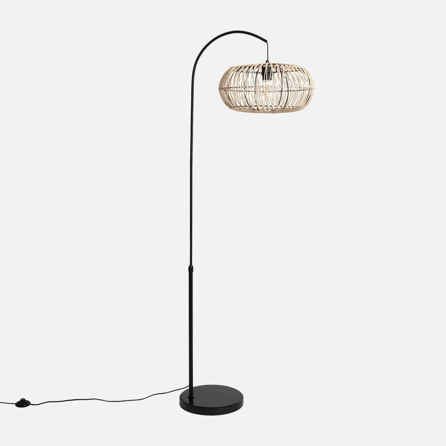 Candeeiro de pé com efeito rattan natural, 170cm