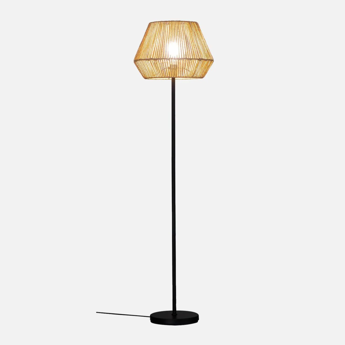 Candeeiro de pé de interior com efeito rattan, 150cm