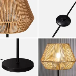 Candeeiro de pé de interior com efeito rattan, 150cm