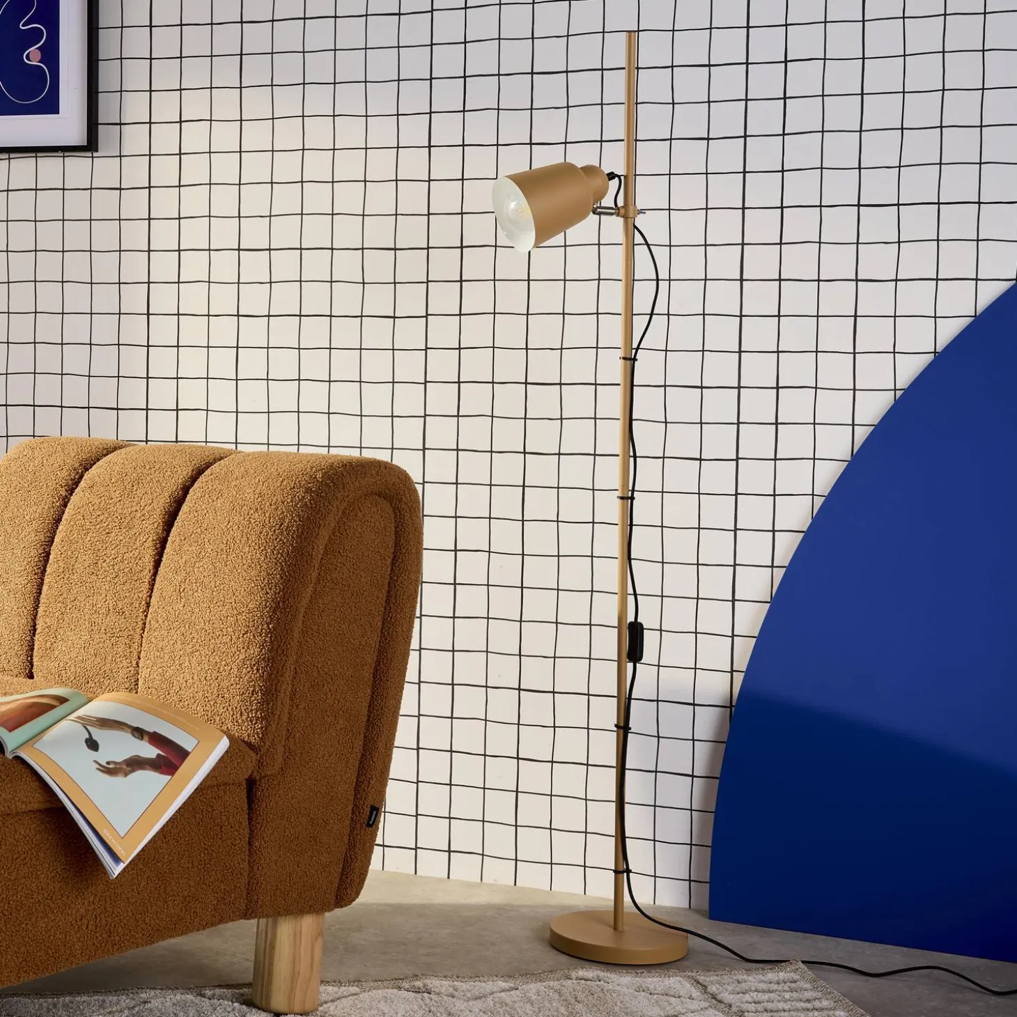 Candeeiro de pé interior em metal, 145cm