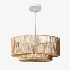 Candeeiro de teto suspenso efeito rattan, Ø50cm