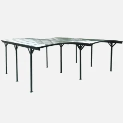 Carport 5x6m com extensão em alumínio e policarbonato