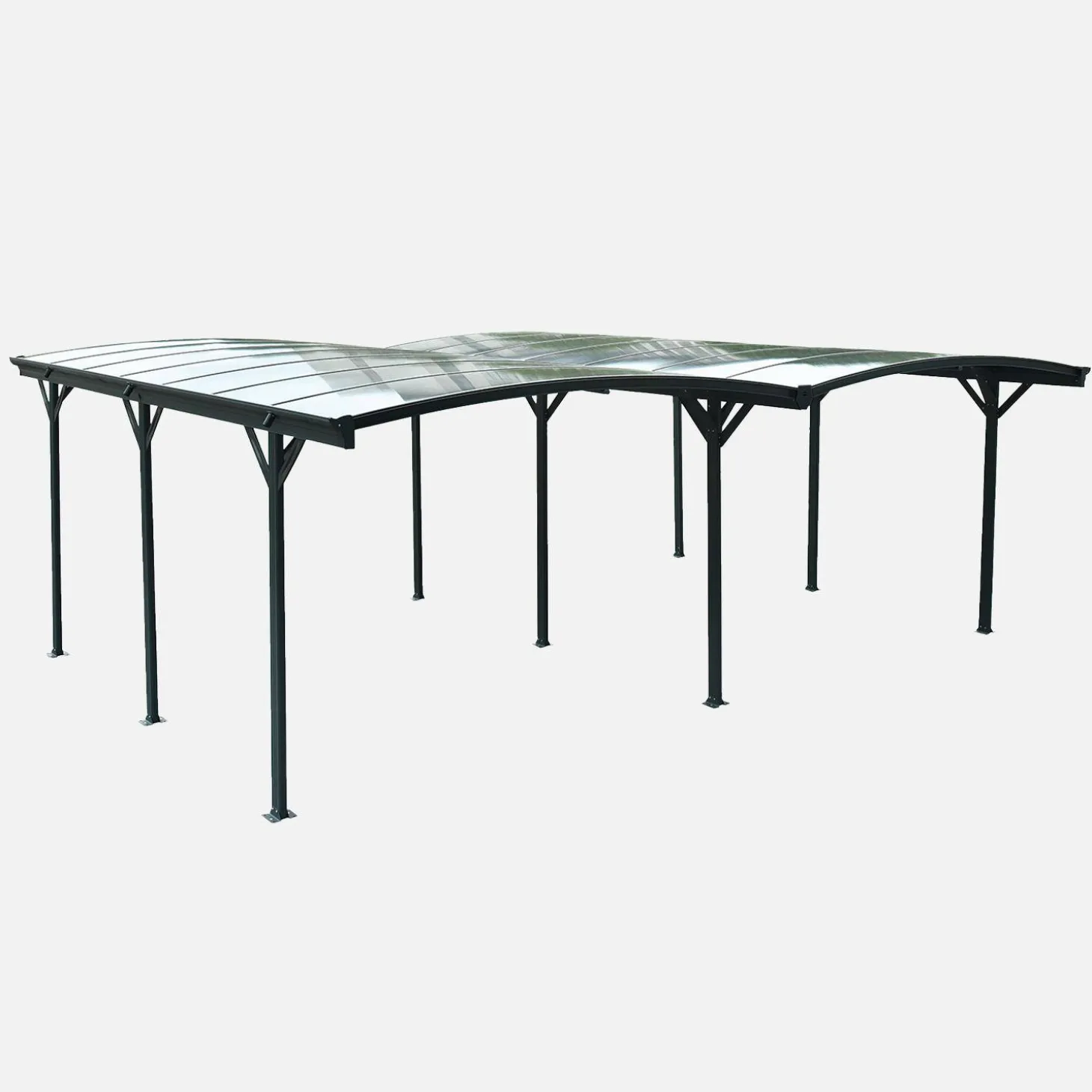 Carport 5x6m com extensão em alumínio e policarbonato