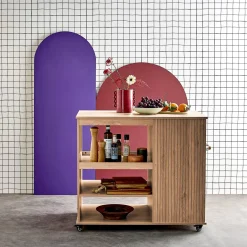 Carrinho de cozinha com suporte para garrafas, 100cm