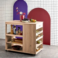 Carrinho de cozinha com suporte para garrafas, 100cm