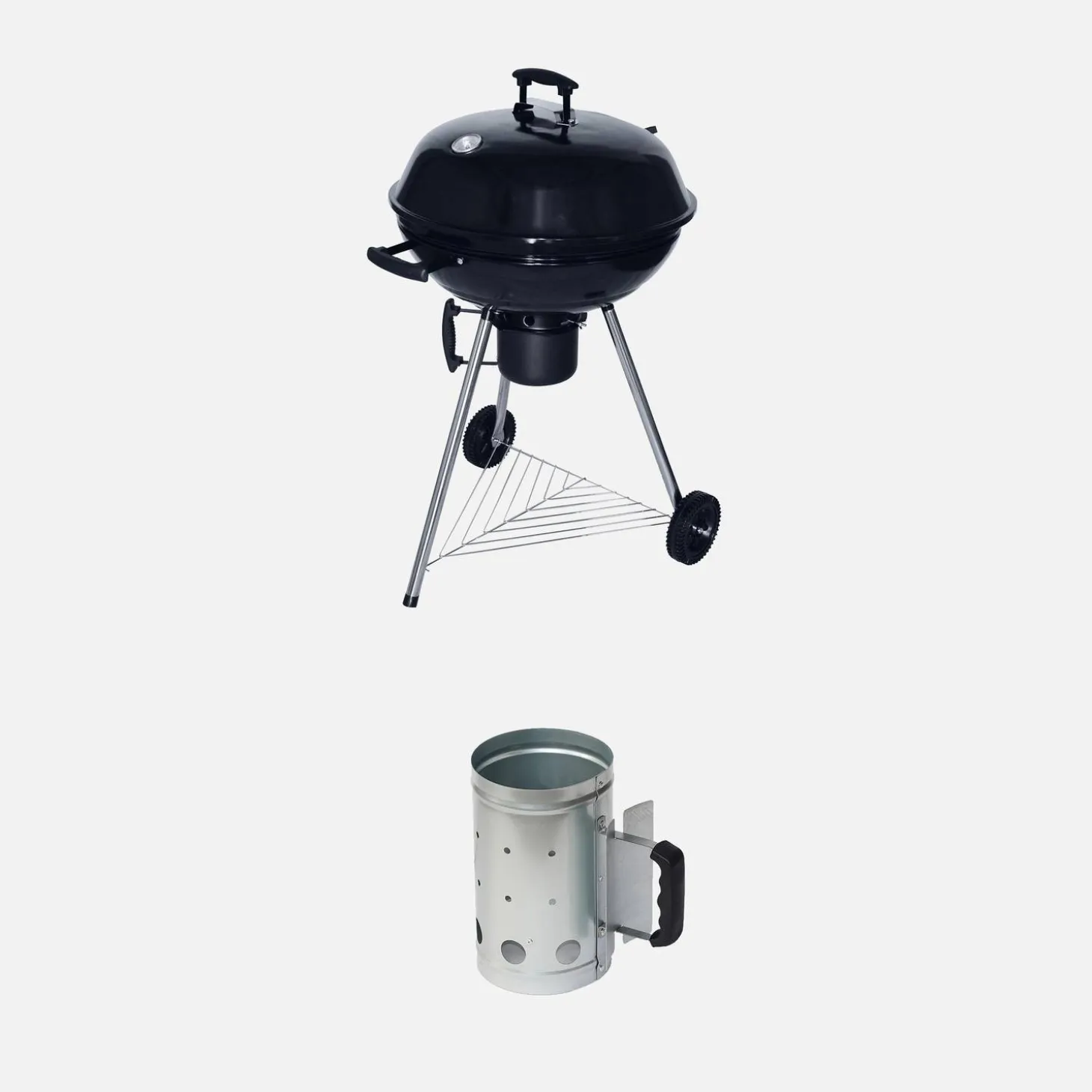 Churrasqueira a carvão Ø57cm com chaminé de acendimento