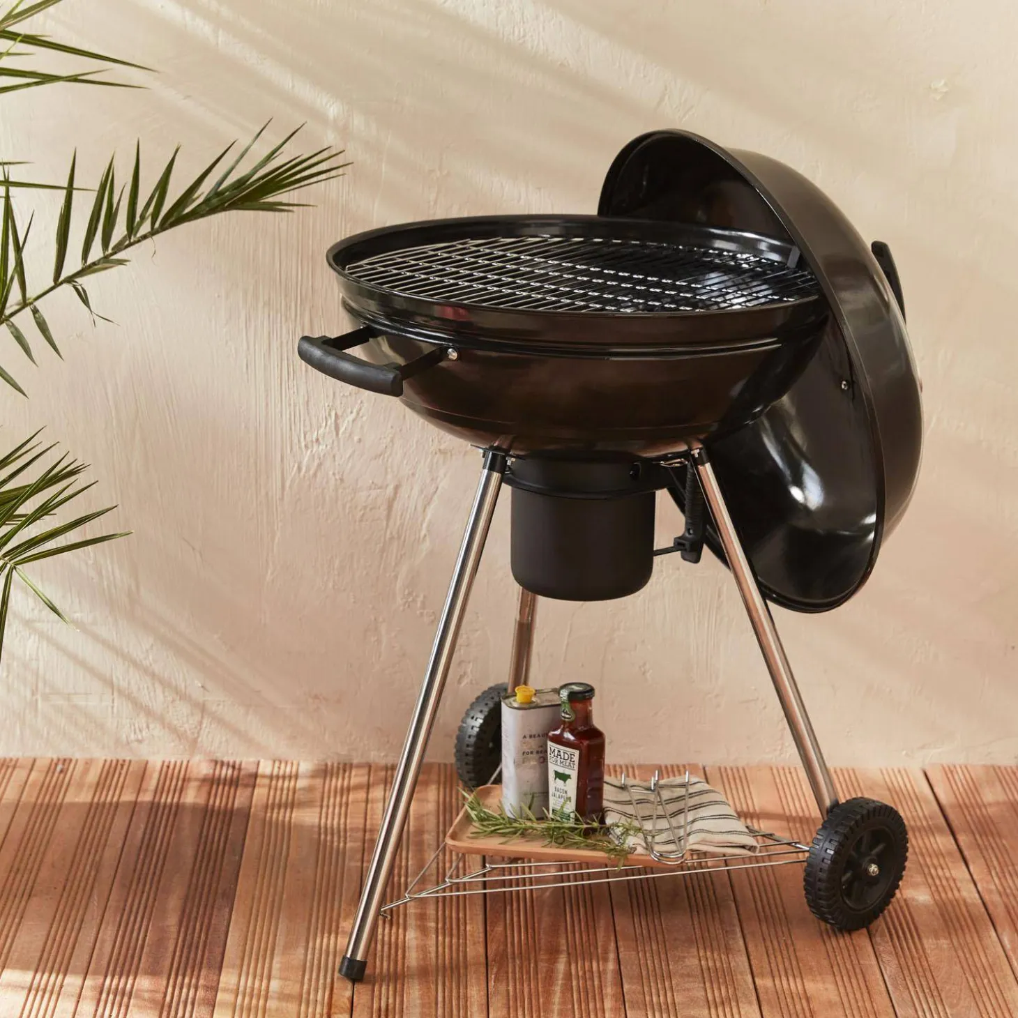 Churrasqueira a carvão com grelha e função de fumeiro, Ø57cm