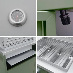 Churrasqueira a gás com 3 queimadores, 3 portas e termómetro