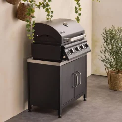 Churrasqueira a gás de 4 queimadores + cozinha externa em aço, 80cm