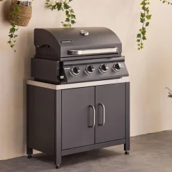 Churrasqueira a gás de 4 queimadores + cozinha externa em aço, 80cm