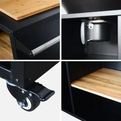 Churrasqueira tipo braseiro Ø80cm com aparador, arrumação, tampa e utensílios
