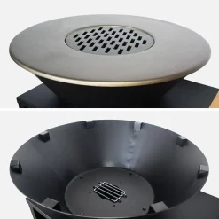 Churrasqueira tipo braseiro Ø80cm com aparador, arrumação, tampa e utensílios