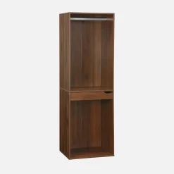 Closet modular com acabamento em madeira de 4 módulos