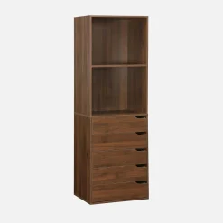 Closet modular com acabamento em madeira de 4 módulos