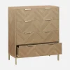 Cómoda chevron de 4 gavetas