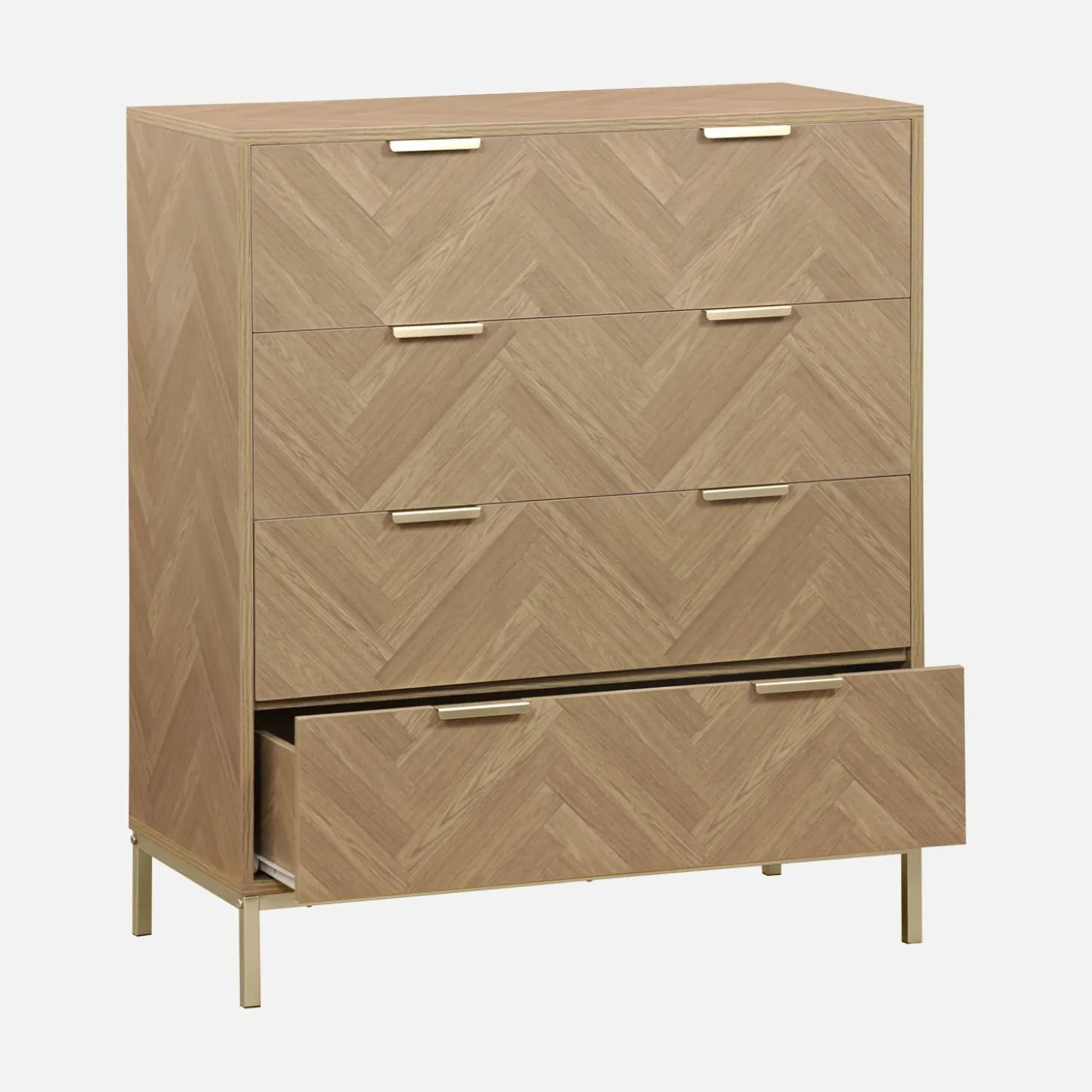 Cómoda chevron de 4 gavetas