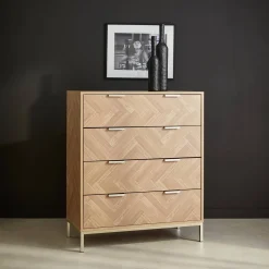 Cómoda chevron de 4 gavetas