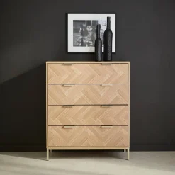 Cómoda chevron de 4 gavetas